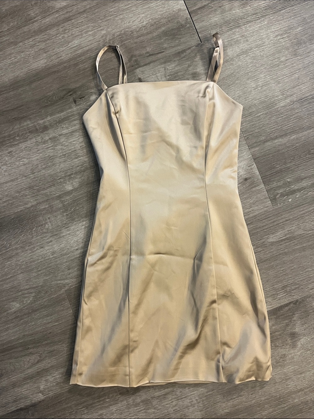 Aritzia Beige Shimmer Satin Dress